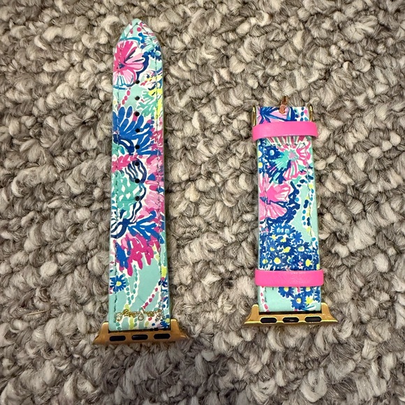 Lilly Pulitzer Pink Leather Watch Band with Gold Accents - Picture 3 of 4